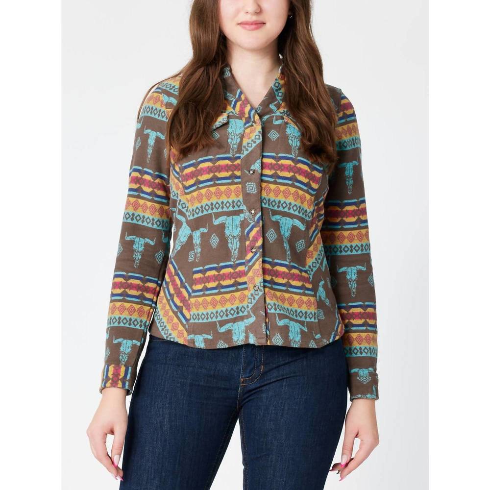 NEW OUTBACK TRADING CO. lorelei performance shirt in brown/multi